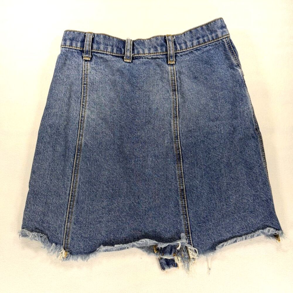 Free People Parker Asymmetrical Wrap Distressed Denim Mini Skirt 25 Summer Boho - Picture 2 of 5